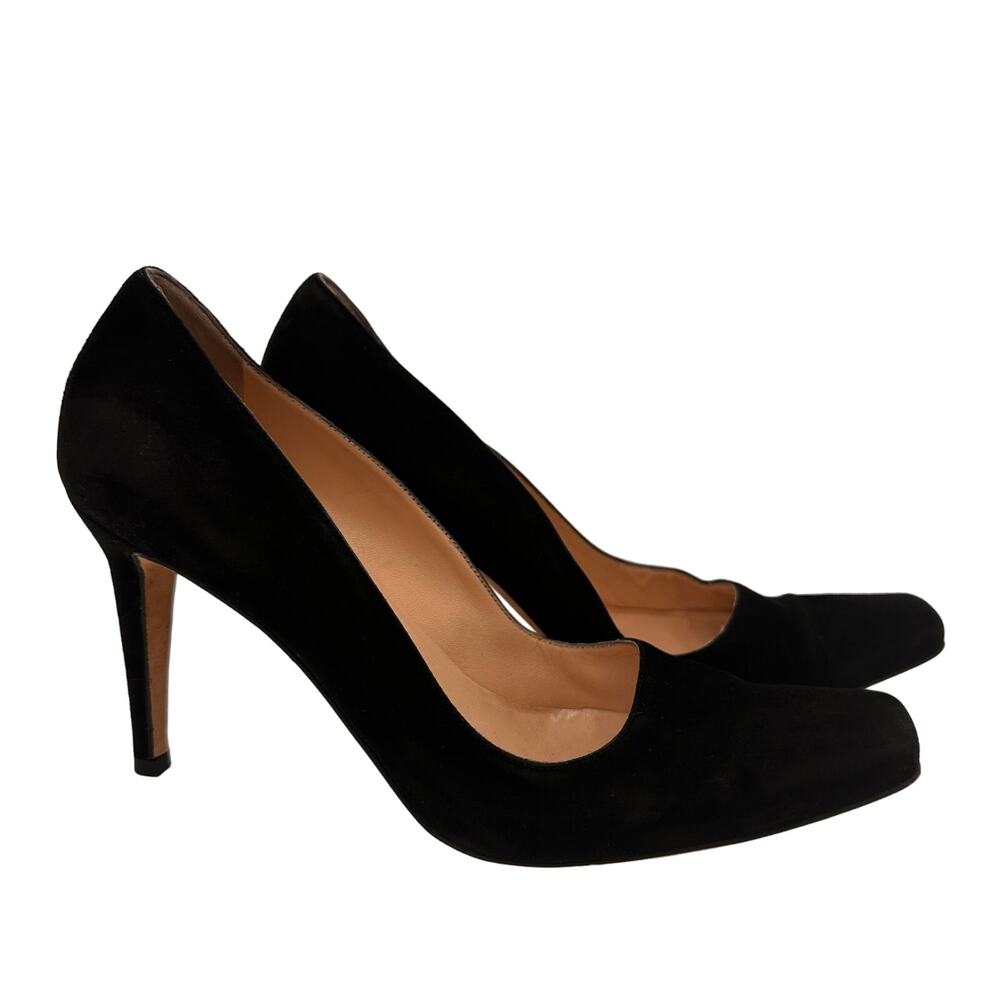 Manolo Blahnik Black Suede Stiletto Square Toe Heels Size 37 / 7